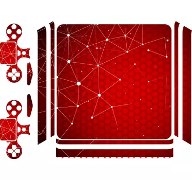 Adesivo ps4 motivo esagonale rosso - TenStickers
