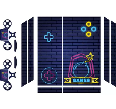 Adesivo ps4 elementi di gioco neon - TenStickers