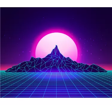 Adesivo geometrico paesaggio montano al neon - TenStickers