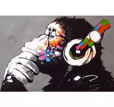Adesivo pc Dj monkey graffiti bansky art - TenStickers