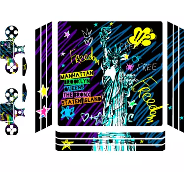 Adesivo ps4 design paesaggio urbano libero - TenStickers