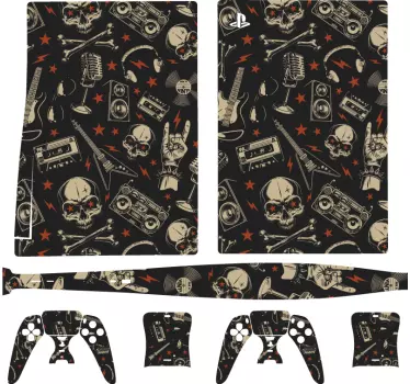 Adesivo Ps5 teschio e musica - TenStickers