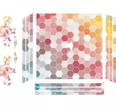 Adesivo ps4 mosaico colore esagonale - TenStickers