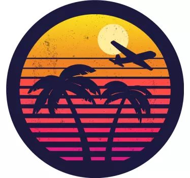 Adesivo camper palme retrò arancioni - TenStickers