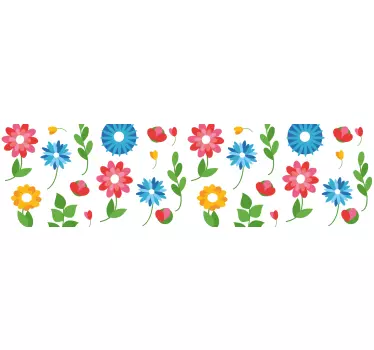Greca adesiva composizione floreale vivace - TenStickers