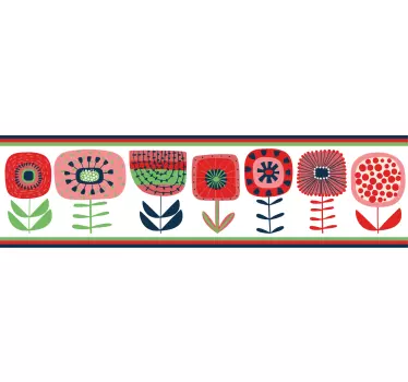Greca adesiva composizione floreale vivace - TenStickers