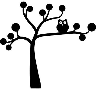 Adesivo murale appendiabiti Albero con gufo - TenStickers