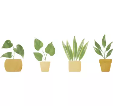 Greca adesiva composizione di verde in vaso - TenStickers