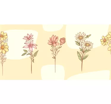 Greca adesiva composizione floreale - TenStickers