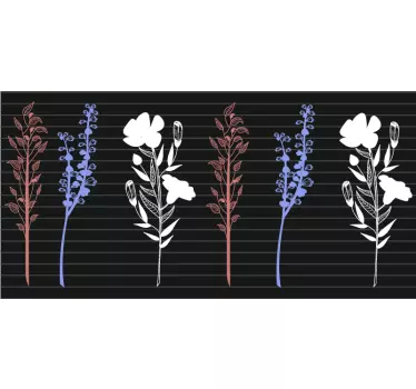 Greca adesiva rappresentazione floreale disegnata - TenStickers