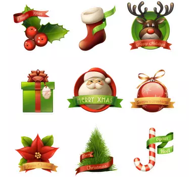 Vetrofania Natale set stickers - TenStickers