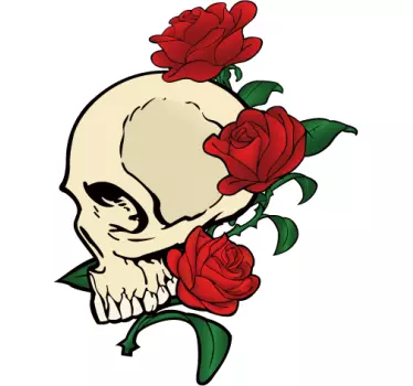Skin adesiva teschio con rose portatile - TenStickers