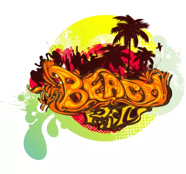Sticker decorativo logo beach party - TenStickers