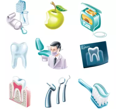 Sticker decorativo icone dentista - TenStickers