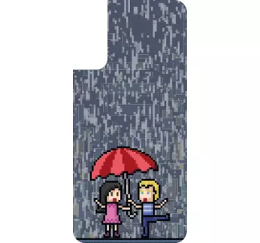 Adesivo samsung ombrello amici pixelati - TenStickers