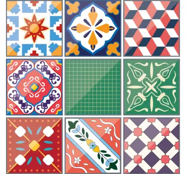 Adesivo per piastrelle a motivi colorati - TenStickers
