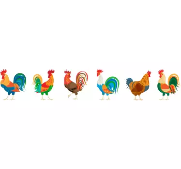 Greca adesiva esposizione di gallo colorato - TenStickers