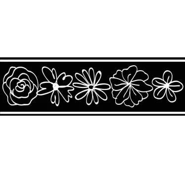 Greca adesiva motivo floreale bordura - TenStickers