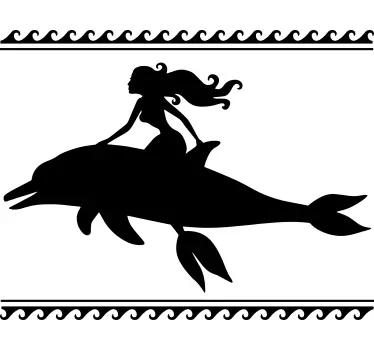 Adesivo per box doccia sirena che cavalca un delfino - TenStickers