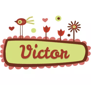 Adesivo cameretta illustrazione nome - TenStickers