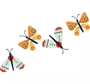 Adesivo murale rugby set di farfalle colorate - TenStickers