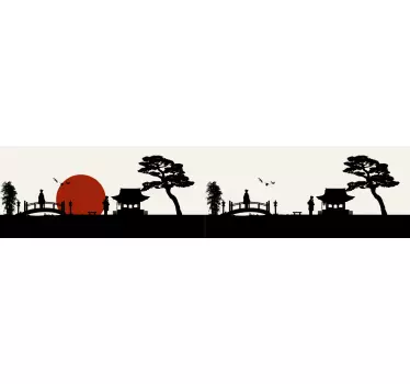 Adesivo murali silhouette cultura giapponese - TenStickers