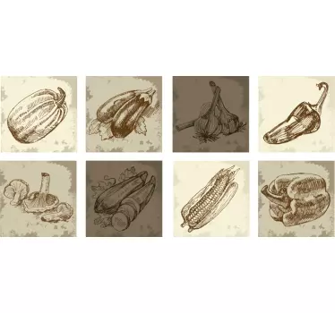 Sticker decorativo cornice vintage alimenti - TenStickers