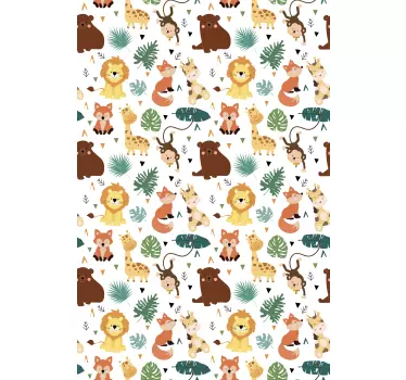Carta adesiva per mobile Simpatici animali selvatici con foglie - TenStickers