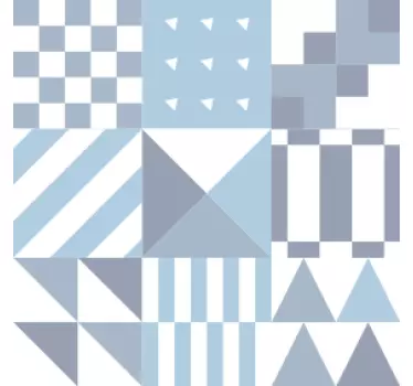 Adesivo geometrico design del bagno blu - TenStickers