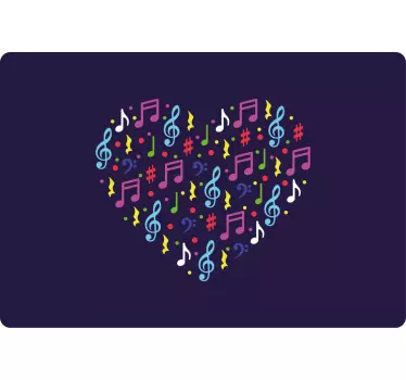 Adesivo per laptop note di cuore colorate - TenStickers