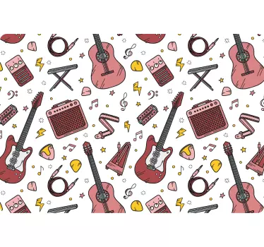 Adesivo per laptop chitarra ed elementi musicali - TenStickers