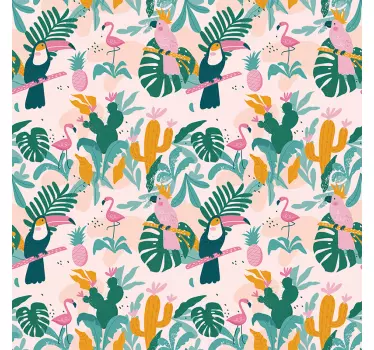 Carta adesiva per mobili paradiso degli uccelli tropicali - TenStickers