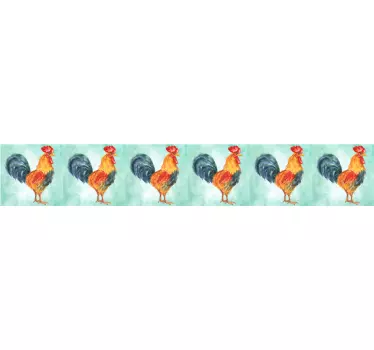 Greca adesiva motivo vibrante del gallo - TenStickers