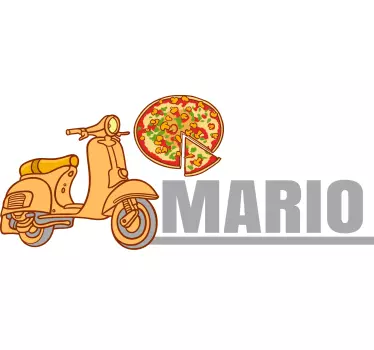 Adesivo pizza, scooter e nome personalizzato - TenStickers
