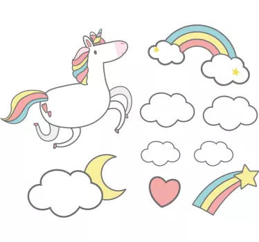 Adesivo neonato motivo unicorno giocoso - TenStickers