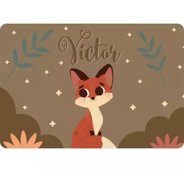 Adesivo pc Simpatica volpe per ragazzo con nome - TenStickers