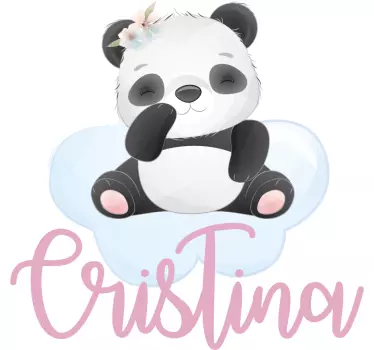 Adesivo neonato panda con nome - TenStickers