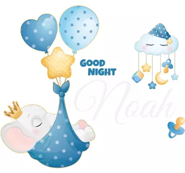 Adesivo neonato palloncini elefante assonnato - TenStickers