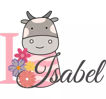 Adesivo neonato mucca con nome - TenStickers
