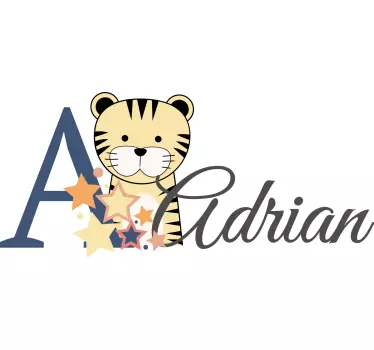Adesivo neonato tigre con nome - TenStickers