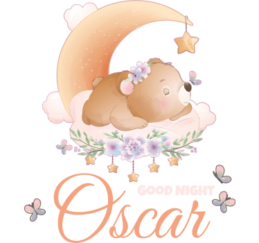 Adesivo neonato orso e luna con nome - TenStickers