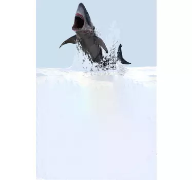 Adesivo per box doccia scena di spruzzi di squalo - TenStickers
