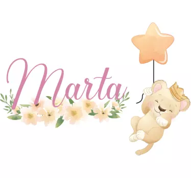 Adesivo neonato palloncino leone personalizzato - TenStickers