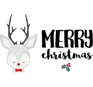 Adesivo natalizio auguri di festa con renna - TenStickers