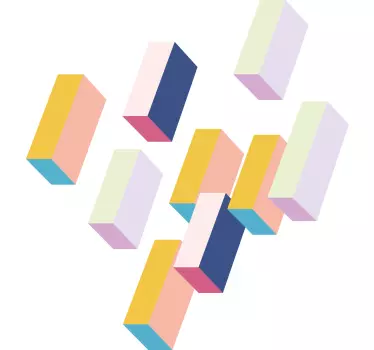 Adesivo geometrico motivi a blocchi multicolori - TenStickers