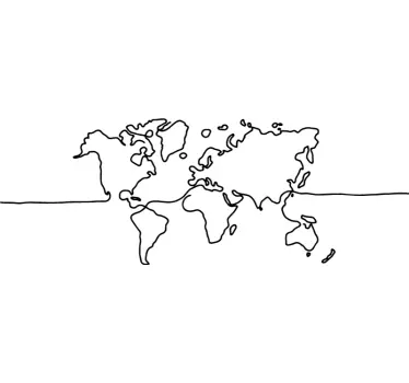 Adesivo murale mappamondo il mondo delle arti della linea - TenStickers