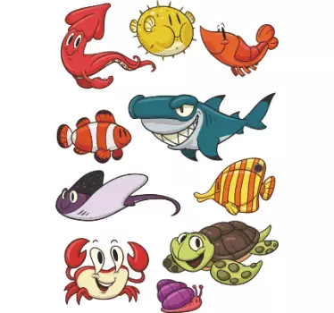 Adesivo bambini set pesci del mare - TenStickers