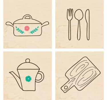 Adesivo cucina piastrelle beige - TenStickers