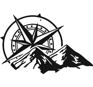 Adesivo camper con rosa dei venti e montagna - TenStickers