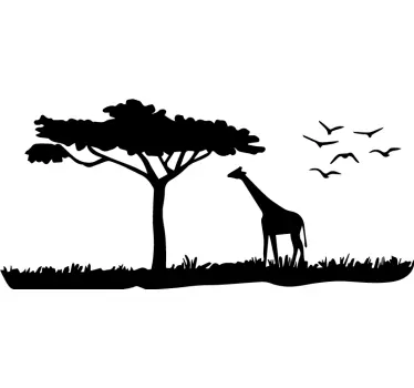 Adesivo per camper con giraffa ed albero - TenStickers